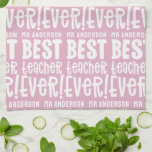 Modernes pinkfarbenes, mädchenhaft bester Lehrer T Geschirrtuch<br><div class="desc">Modernes pinkfarbenes,  mädchenhaft bester Lehrer Typografie Geschenk. Erhältlich in einer Farbauswahl.</div>