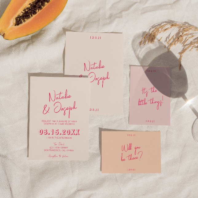 Modernes pinkfarbenes weißes Retro-Retro Stilvolle Einladung (Von Creator hochgeladen)