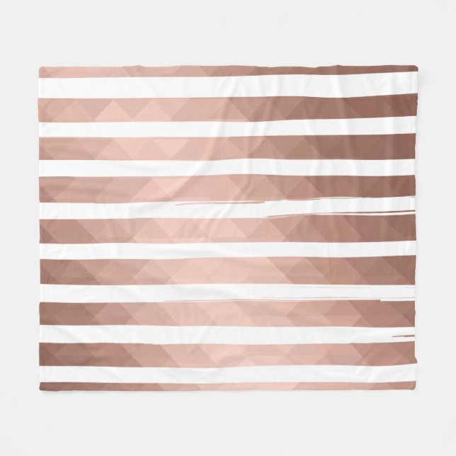 Modernes pinkfarbenes, weißes Stripteppichchen Fleecedecke (Vorderseite (Horizontal))