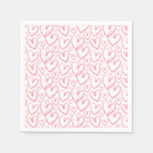 Modernes Pinselherz Rosa Weißes Muster Serviette