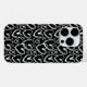 Modernes Pinselherz Schwarz-weißes Muster Case-Mate iPhone 14 Pro Hülle (Back (Horizontal))