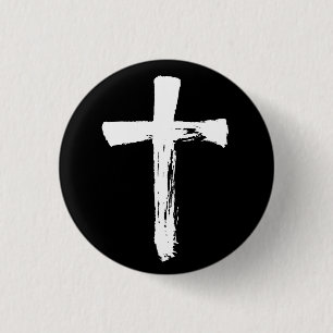 Modernes Pinselkreuz Christlich Christus Jesus Cru Button