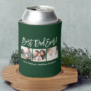 Modernes Pinselskript 3 Fotos Bester Vater je Grün Dosenkühler