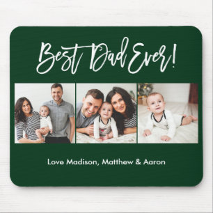 Modernes Pinselskript 3 Fotos Bester Vater je Grün Mousepad