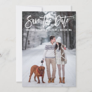 Modernes Pinselskript Couple Foto Save the Date