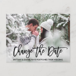 Modernes Pinselskript-Foto ändert das Datum Postkarte