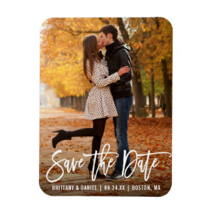Modernes Pinselskript-Foto Save the Date Magnet