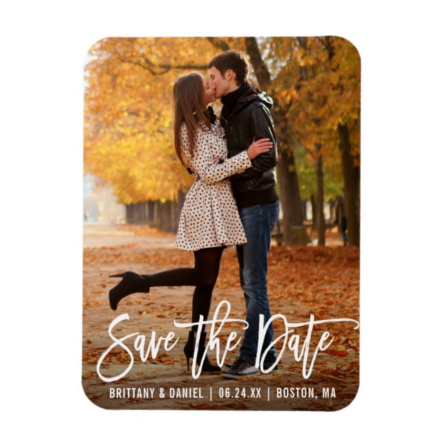 Modernes Pinselskript-Foto Save the Date Magnet (Vertikal)
