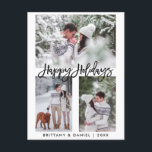 Modernes Pinselskript für Feiertage 3 Foto Urlaub Postkarte<br><div class="desc">Modernes Pinselskript für Feiertage 3 Foto Postkarte</div>