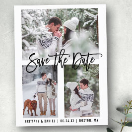Modernes Pinselskript Save the Date 3 Foto Postkarte