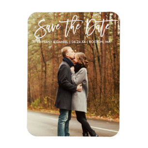 Modernes Pinselskript Save the Date mit Foto Magnet