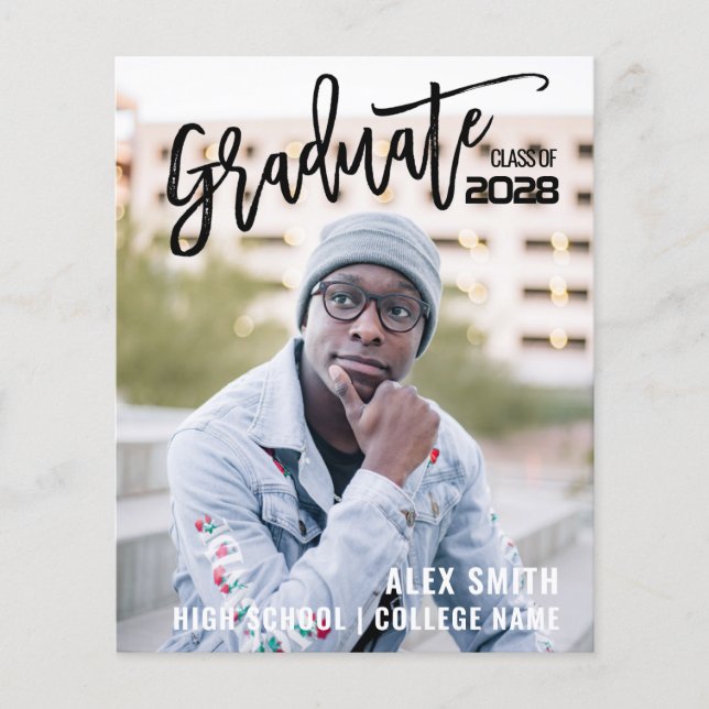 Modernes Pinselskript Vollständiges Foto Abschluss Flyer (Vorne)