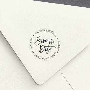 Modernes Pinselstrich Save the Date Rücksendeadres Permastempel