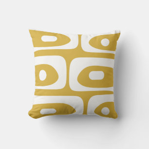 Modernes Piquet, Abstrakter Mustard & White Kissen