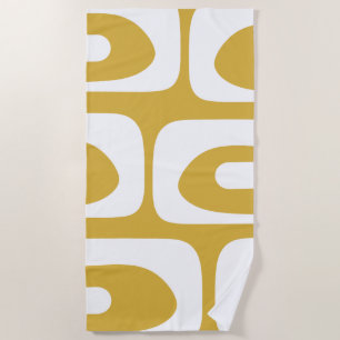 Modernes Piquet, Abstrakter Mustard & White Strandtuch