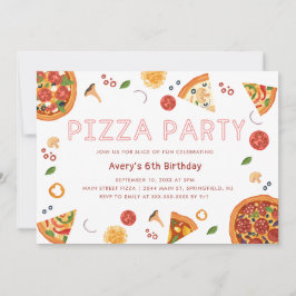 Modernes Pizza Party jedes Jahr zum Geburtstag Ein Einladung