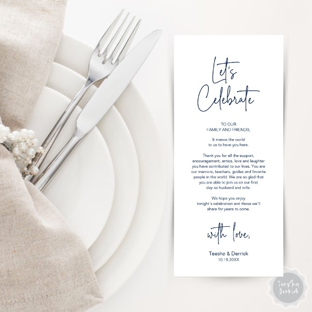 Modernes Place Setting Dinner Party Danke Karte (Modern Wedding Place Setting Dinner Party Thank You Card in Navy Blue)