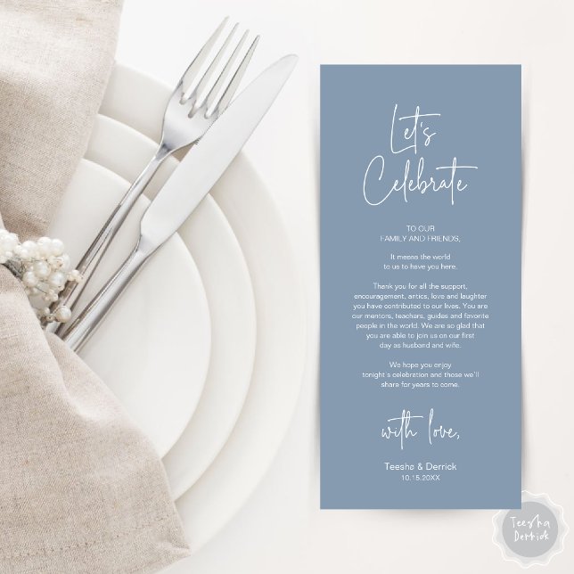 Modernes Place Setting Dinner Party Danke Karte (Modern Wedding Place Setting Dinner Party Thank You Card in Dusty Blue)