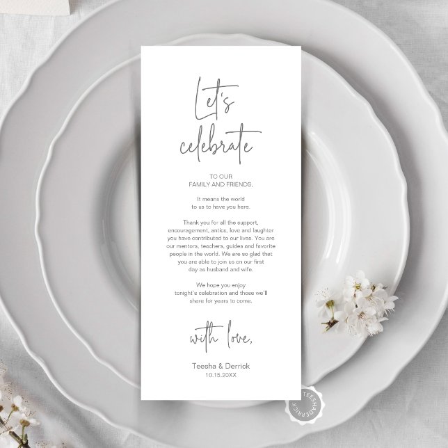 Modernes Place Setting Dinner Party Danke Karte (Let's Celebrate, Wedding Dinner Place Setting Thank You Card, Modern Plate Decor, Dark Grey)