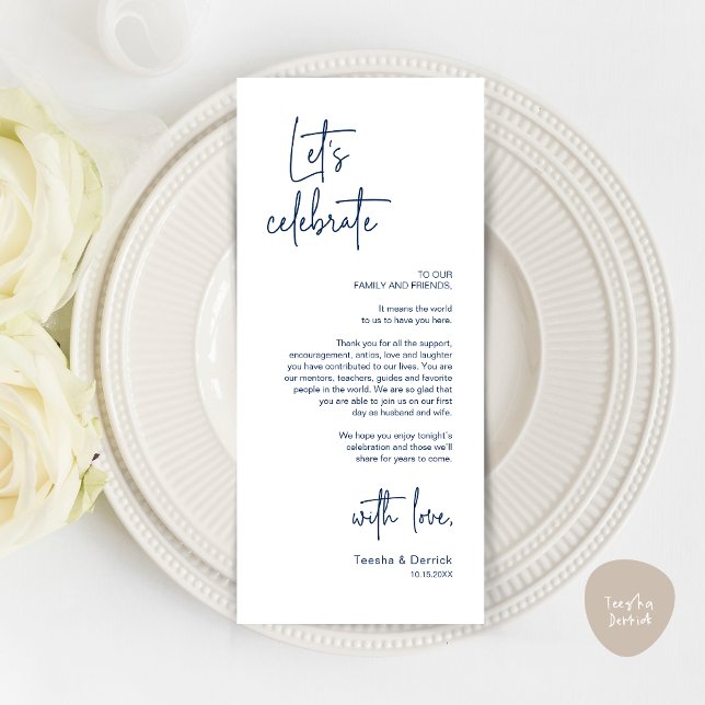 Modernes Place Setting Dinner Party Danke Karte (Modern Place Setting Dinner Party Thank You Card, Classy Contemporary, Navy Blue)
