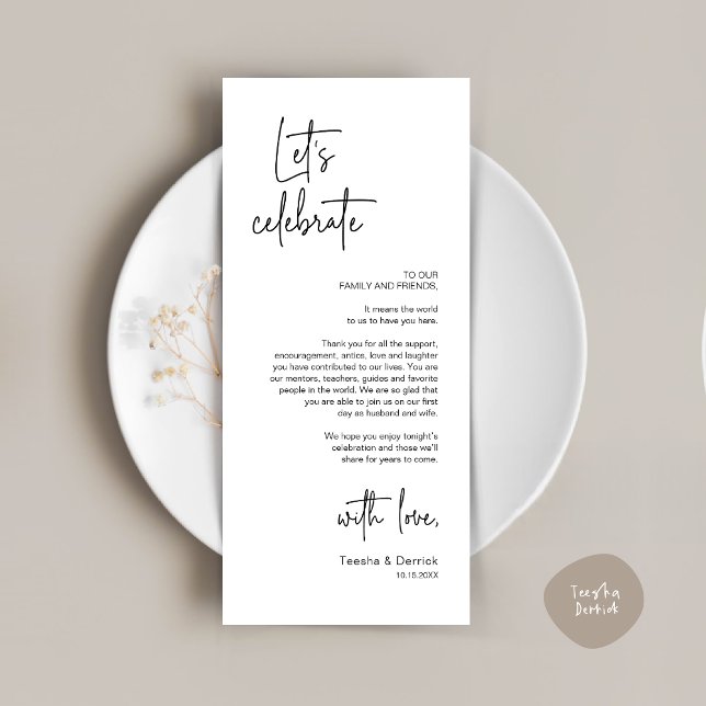 Modernes Place Setting Dinner Party Danke Karte (Modern Place Setting Dinner Party Thank You Card, Modern Wedding Dinner, Minimalist White Black)
