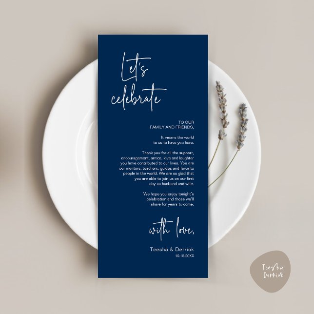 Modernes Place Setting Dinner Party Danke Karte (Modern Place Setting Dinner Party Thank You Card, Classy Contemporary, Navy Blue)