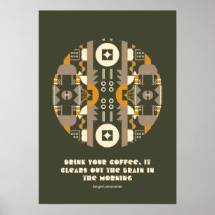 Modernes Planet Retro Earth Tone Geometric Poster