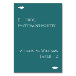 Modernes Platzkarten-Fisch-Symbol grün-grün-grün Tischnummer