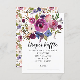 Modernes Plum Blue Baby Duschdusche Windeln Raffle Einladung