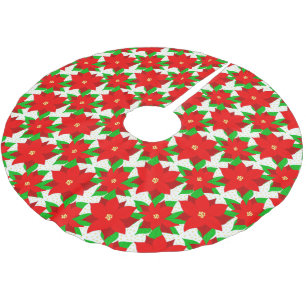 Modernes Poinsettia Blume Muster Polyester Weihnachtsbaumdecke
