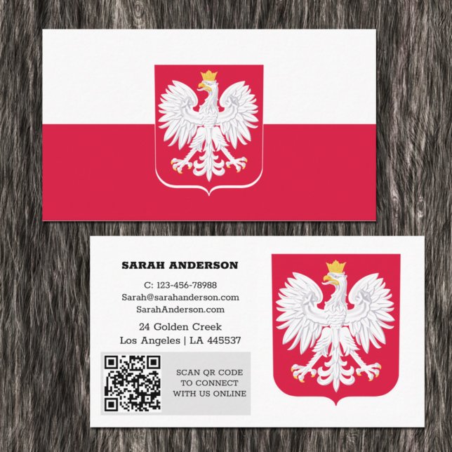 Modernes Polen, Visitenkarte, polnische Flagge/QR- Visitenkarte (Von Creator hochgeladen)