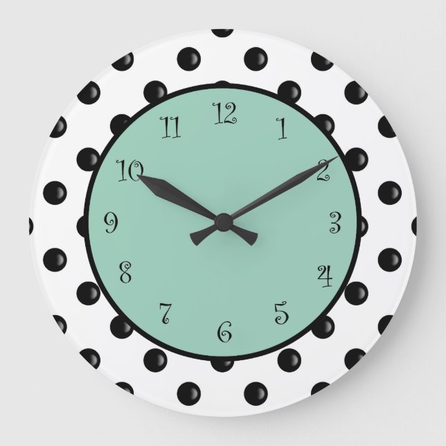 Modernes Polka Dot Design Große Wanduhr (Vorderseite)