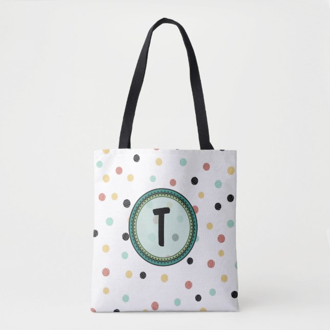 Modernes Polka-Dot Monogramm-Design (Vorderseite)