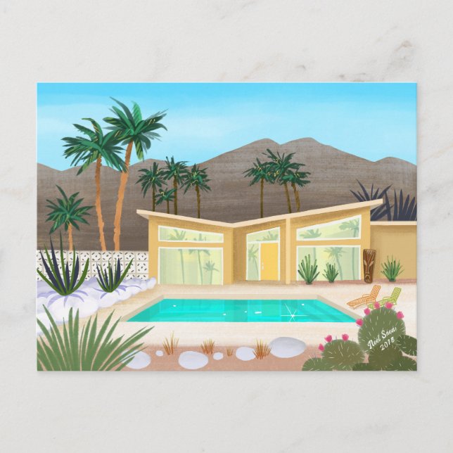 Modernes Pool House aus dem Mittelalter Postkarte (Vorderseite)