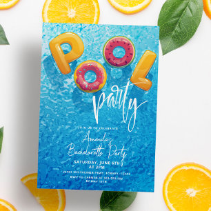 Modernes Pool Party Rosa Junggeselinnen-Abschied Einladung