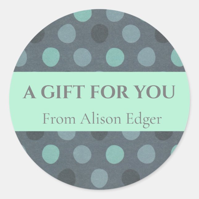 Modernes Pop Türkis Polka Dot individuell anpassba Runder Aufkleber (Vorderseite)