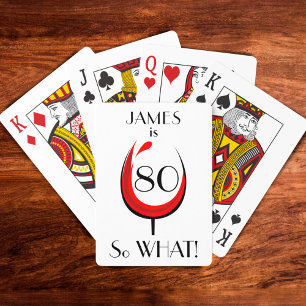 Modernes positives Rotwein Glas 80. Geburtstag Spielkarten