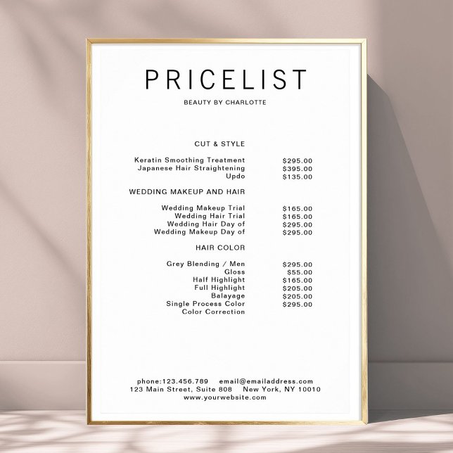 Modernes, preisgekröntes Poster (Modern, price list Poster)