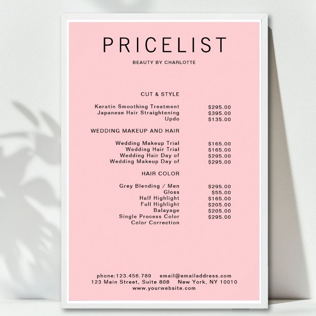 Modernes, preisgekröntes Poster (Modern, price list Poster)