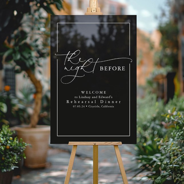 Modernes Probe Dinner Black Big Welcome Acrylschild (Black Modern Rehearsal Dinner Welcome Sign)