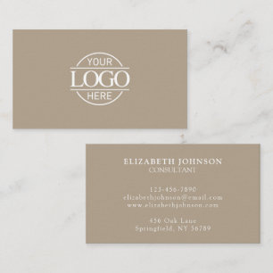 Modernes professionelles Taupe-Beige-Firmenlogo Visitenkarte