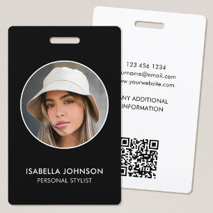 Modernes Profil Foto QR Schwarz-weiße ID-Sicherhei Ausweis
