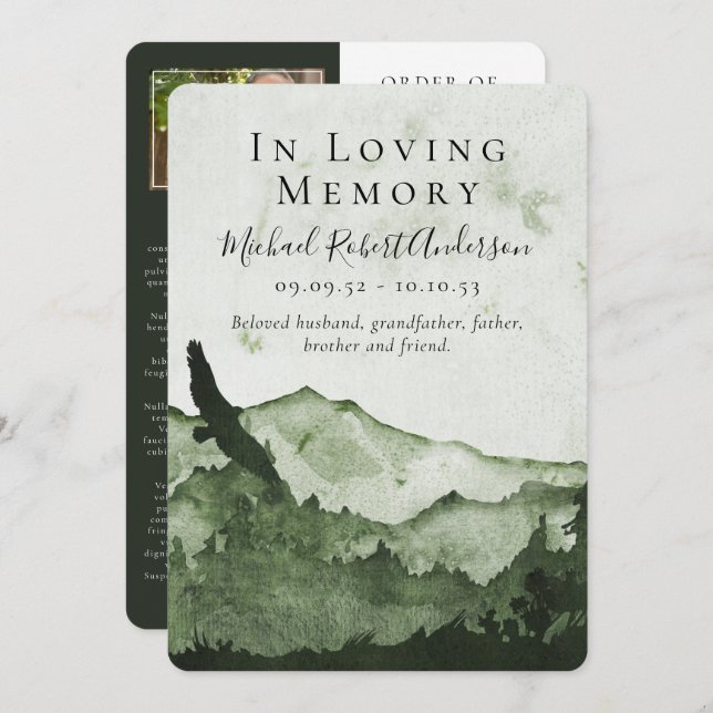 Modernes Programm zur Gedächtnisbeerdigung (Vorne/Hinten)