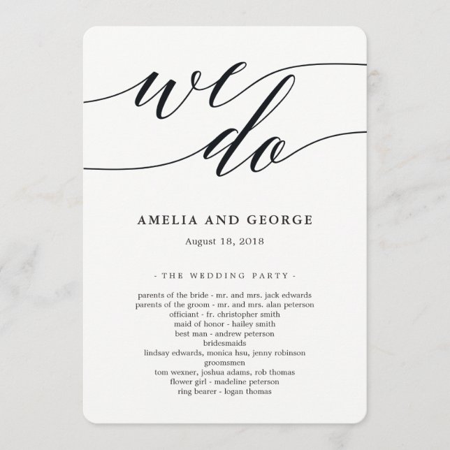 Modernes Programm zur Hochzeit von Skripten (Vorderseite)