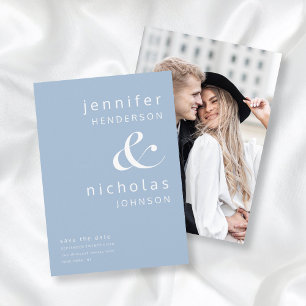 Modernes Pulver Blaues Ampersand-Foto Save The Date