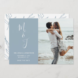Modernes Pulver Blue Botanical Wedding rettet das Save The Date