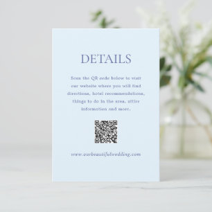 Modernes Pulver Blue QR Code Elegante Hochzeit Begleitkarte