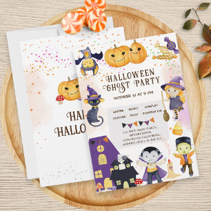 Modernes Pumpkin Lila Orange Niedlich Kids Hallowe Einladung