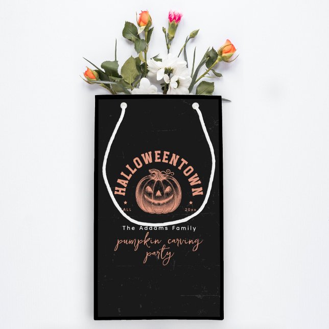 Modernes Pumpkin Orange Black Halloween-Party Kleine Geschenktüte (Von Creator hochgeladen)