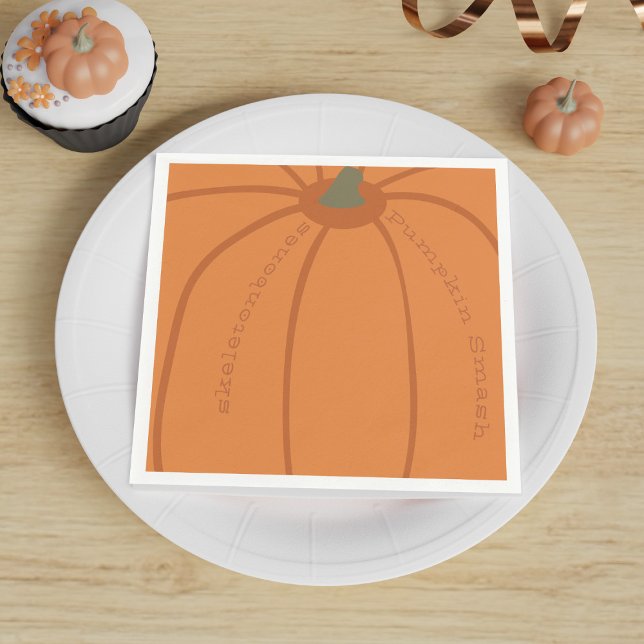 Modernes Pumpkin Smash Party Personalisiert Serviette (For fall birthdays, Halloween pumpkin smash parties &  just for those that like orange paper napkins)